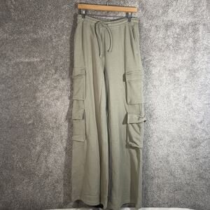 WeWoreWhat Womens Cargo Sweatpants Stone Gray Wide Leg Joggers